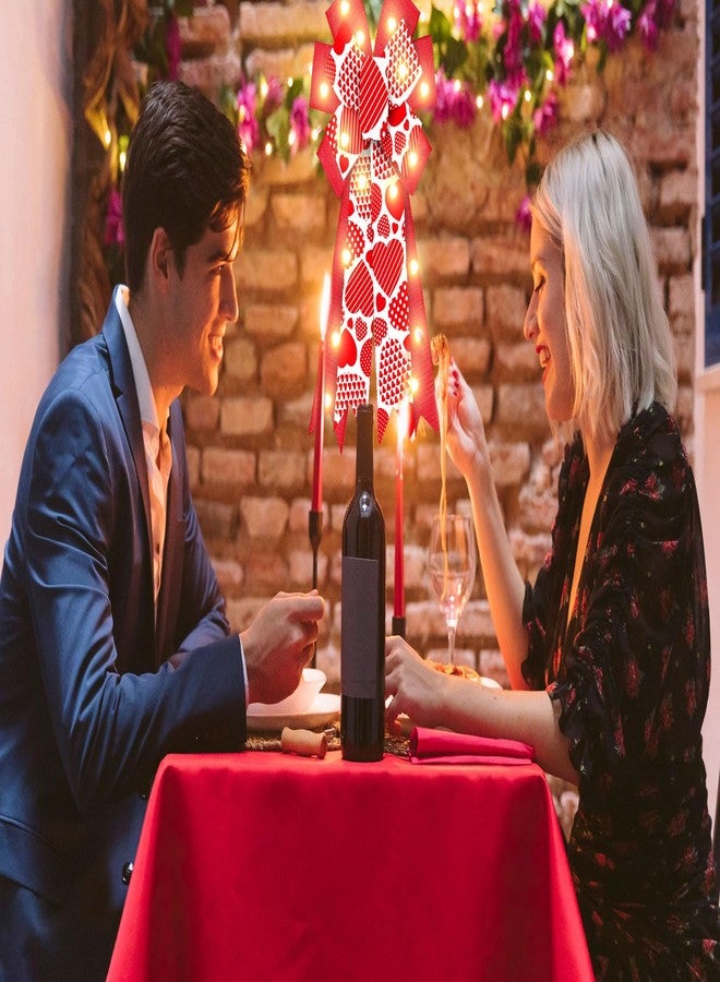 ABTOLS Large LED Valentine's Day Wreath Bows, LED Light Valentine Bows for Wreath Red Heart Wreath Bows Love Bows for Front Door Anniversary Wedding Tree Bows for Indoor Outdoor Decor - Image 4